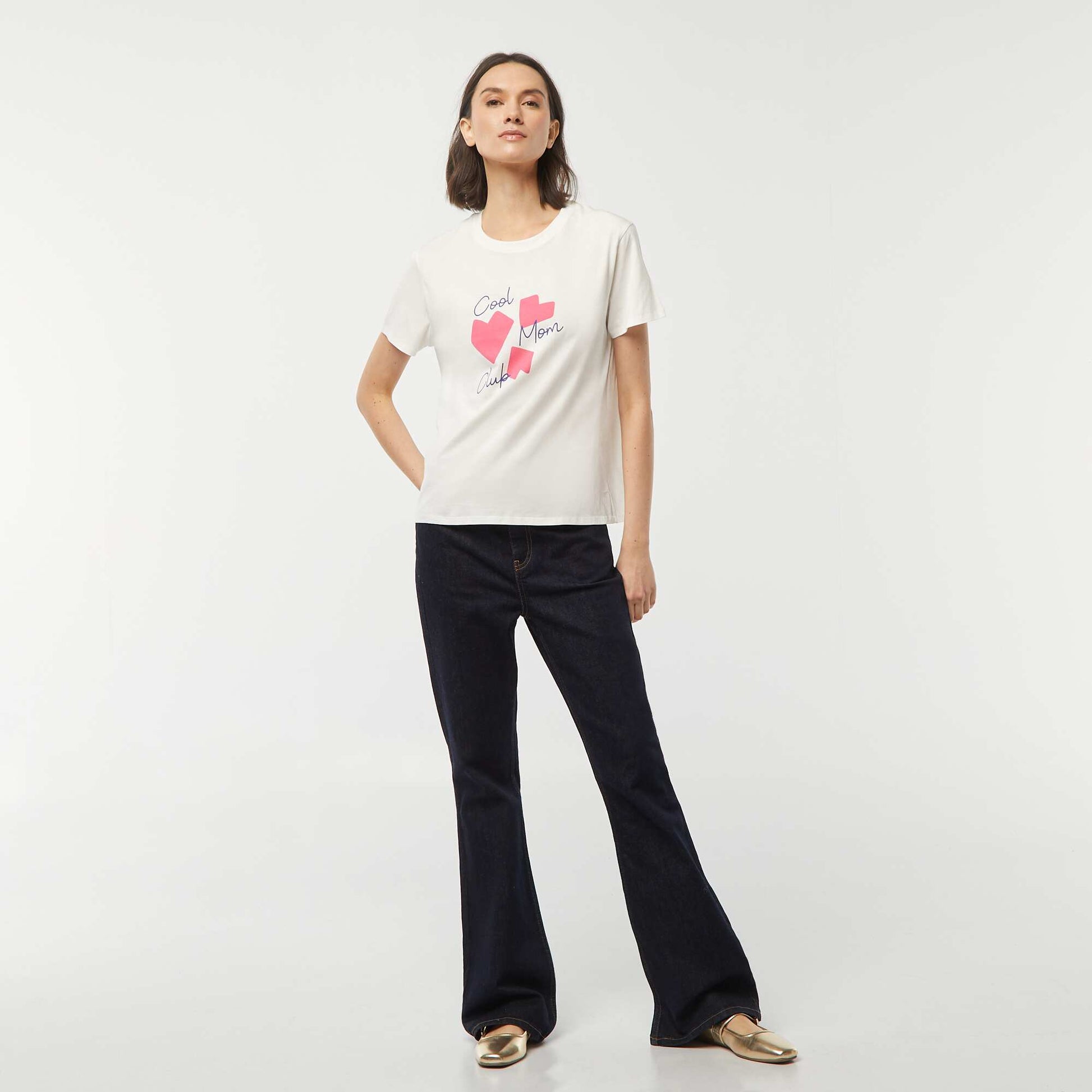 Short-sleeved T-shirt with Mother's Day print WHITE