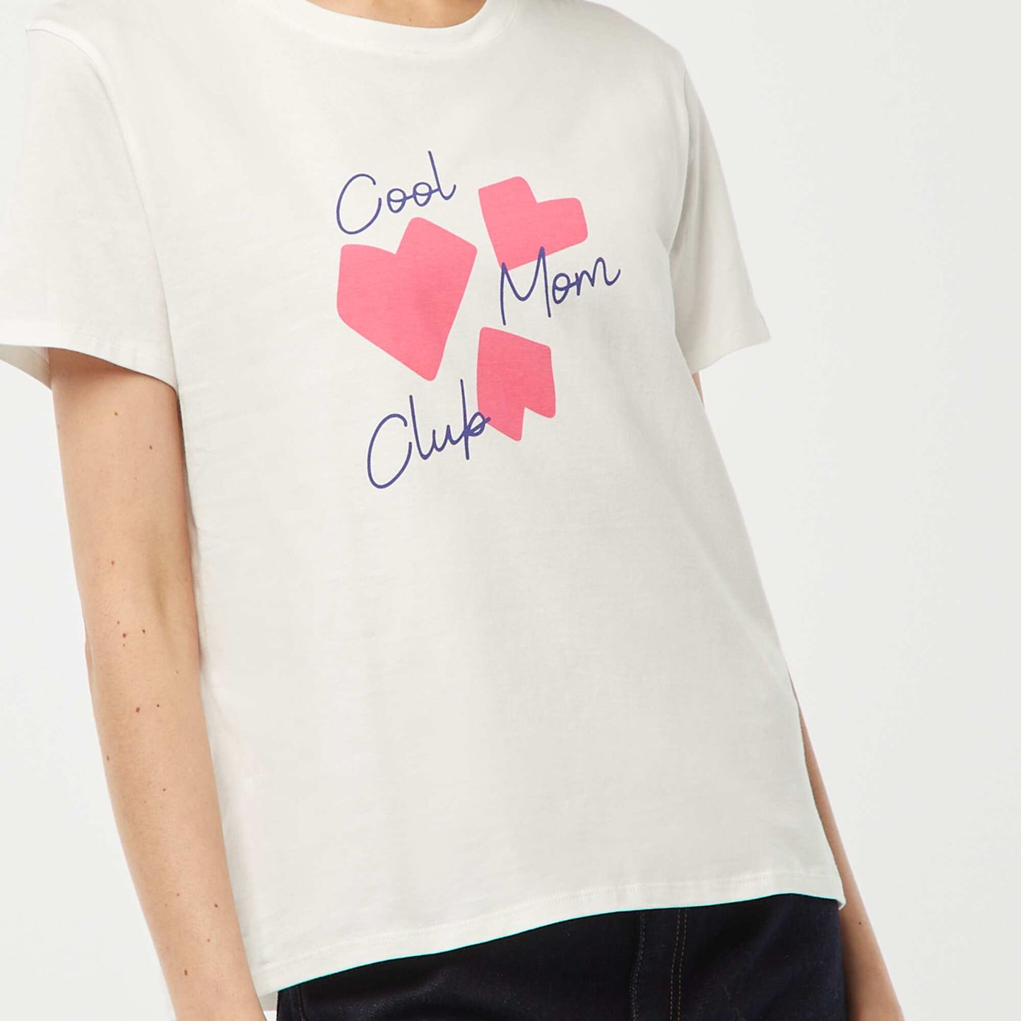 Short-sleeved T-shirt with Mother's Day print WHITE