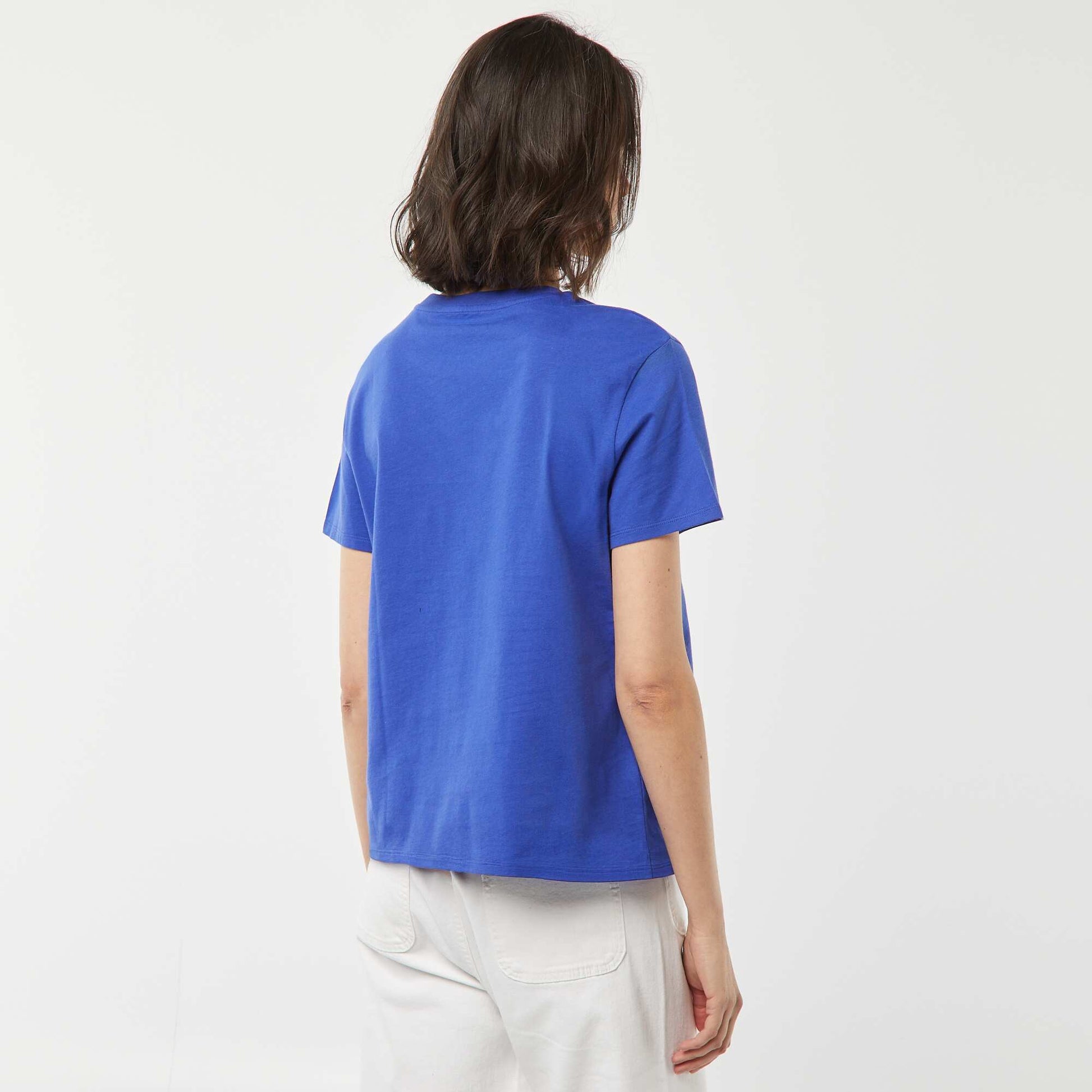 Short-sleeved T-shirt with Mother's Day print BLUE