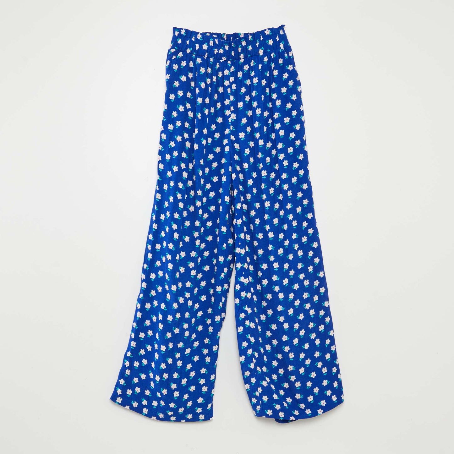 Patterned wide-leg trousers BLUE