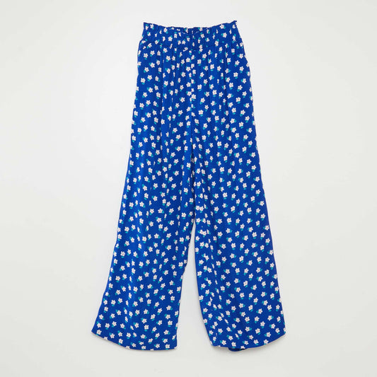 Patterned wide-leg trousers BLUE