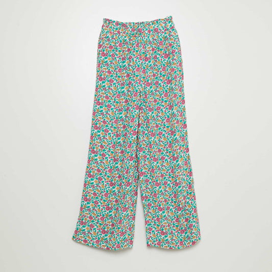 Patterned wide-leg trousers WHITE