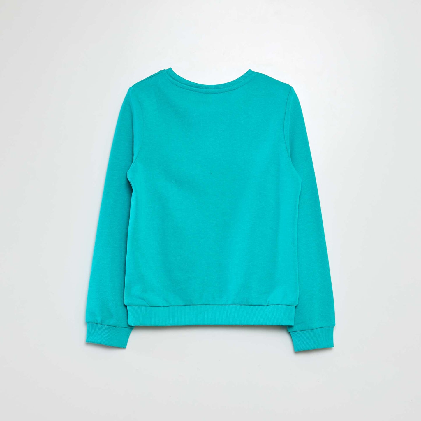 Printed long-sleeved sweater with round neck GREEN