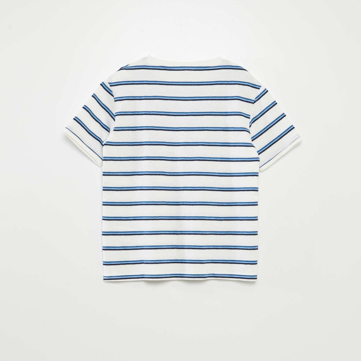 Striped T-shirt with grandad collar BLUE