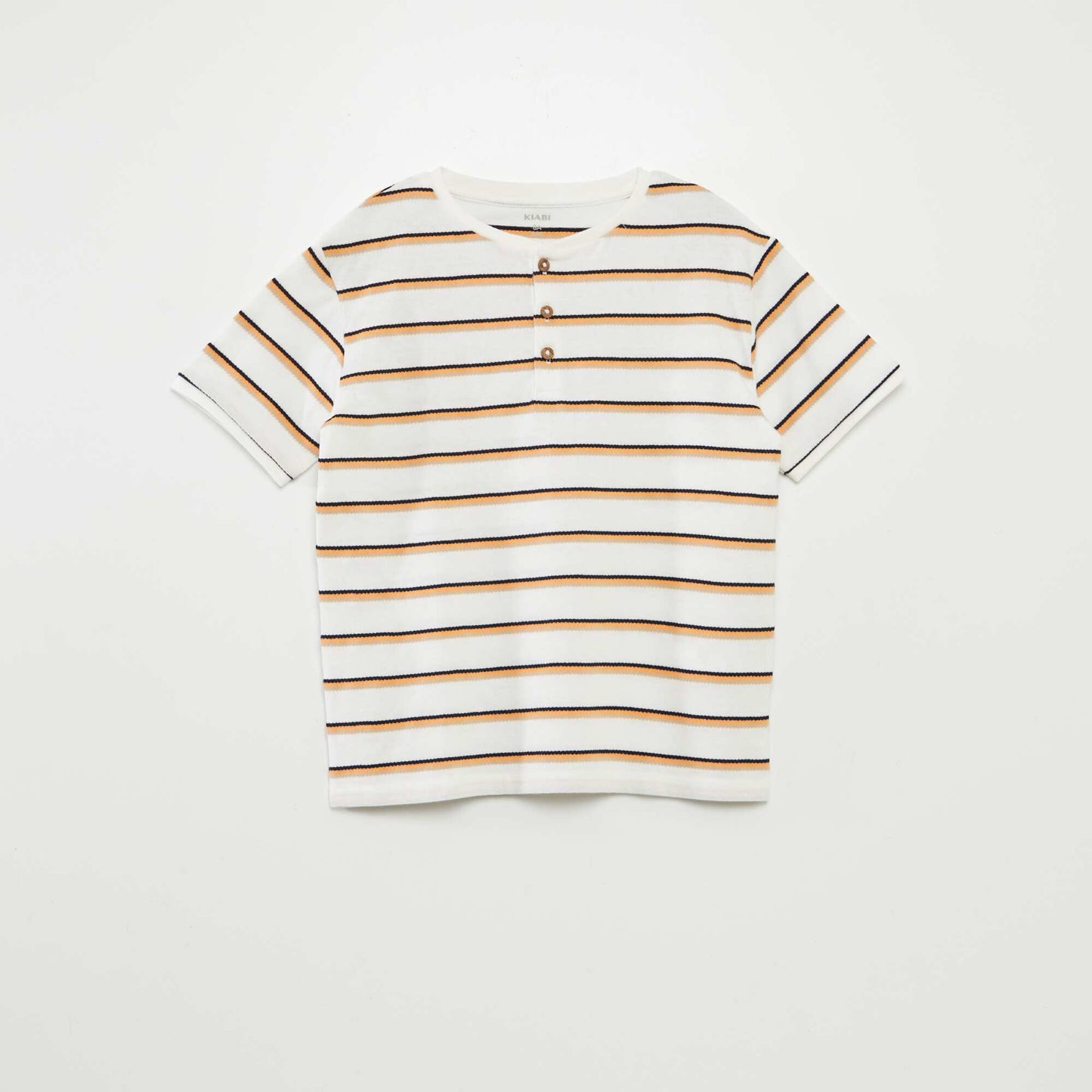 Striped T-shirt with grandad collar ORANGE