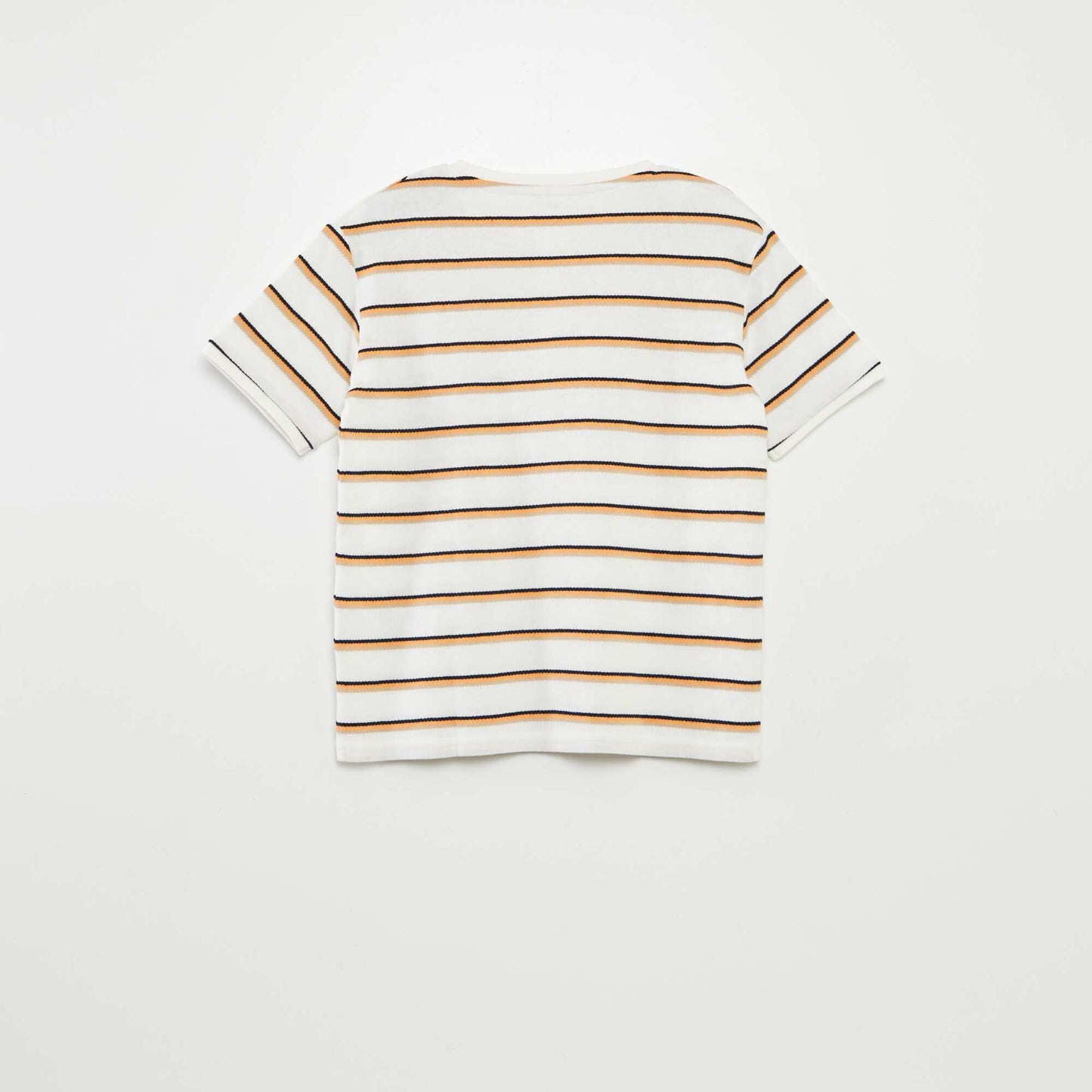 Striped T-shirt with grandad collar ORANGE