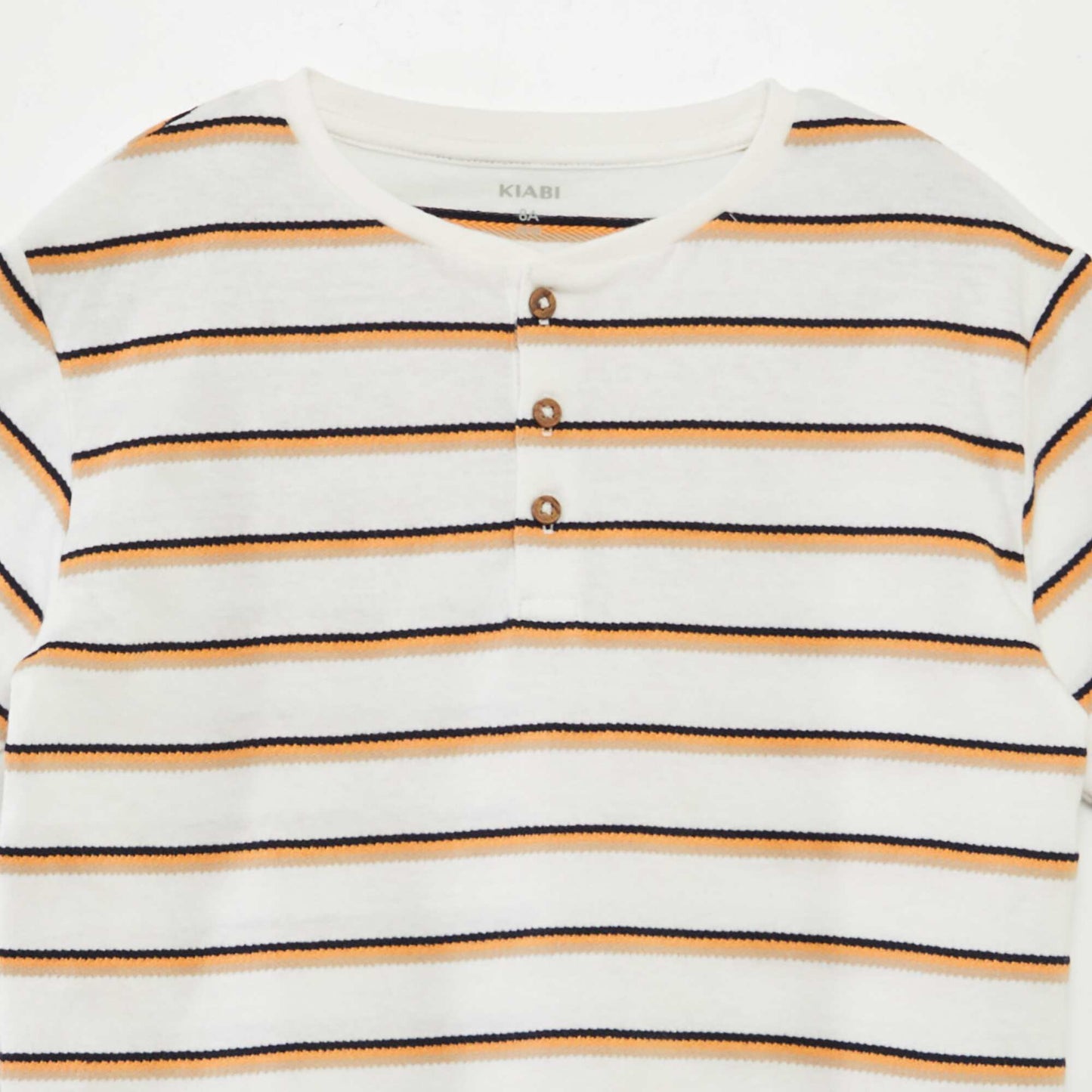 Striped T-shirt with grandad collar ORANGE