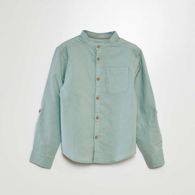 Linen-blend shirt GREEN