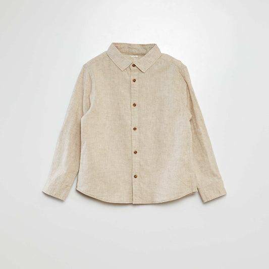 Linen-blend shirt BEIGE