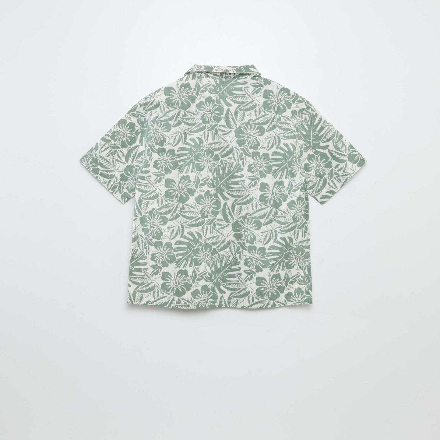 Short-sleeved printed shirt with pyjama collar KHAKI