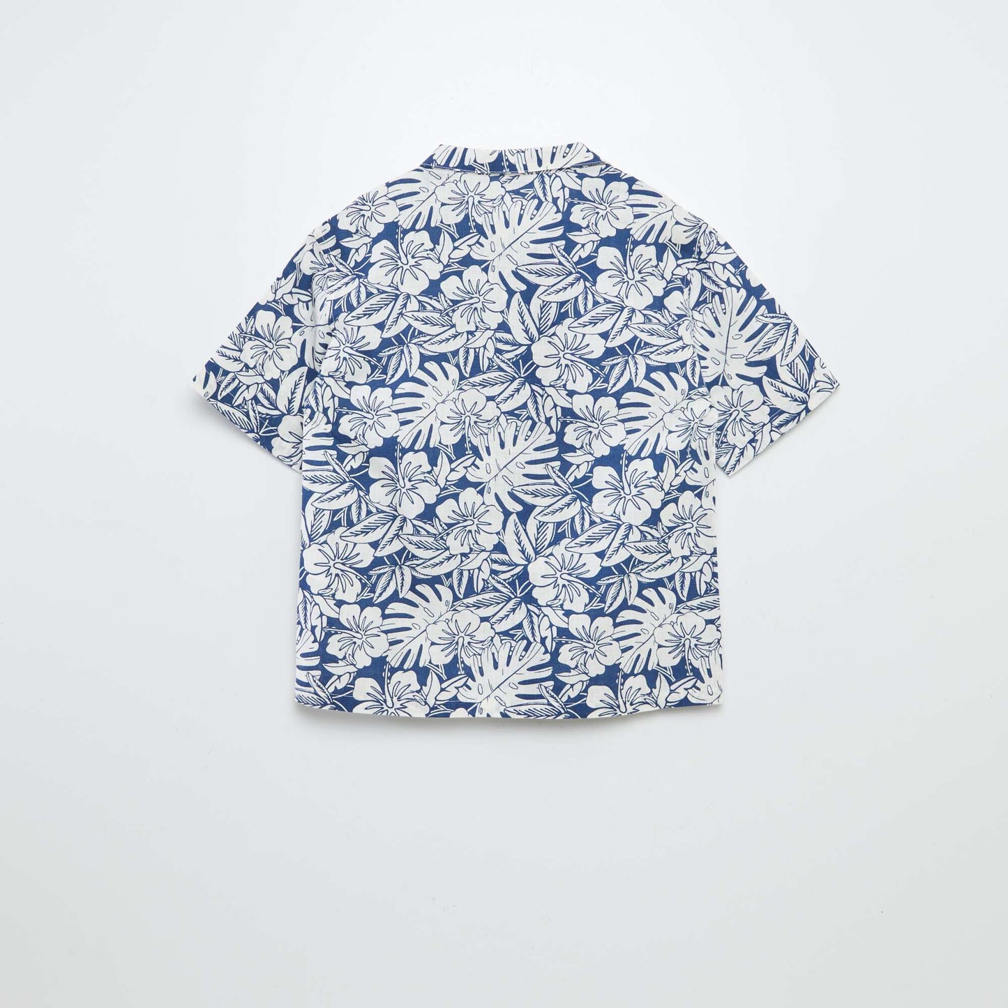 Short-sleeved printed shirt with pyjama collar BLUE