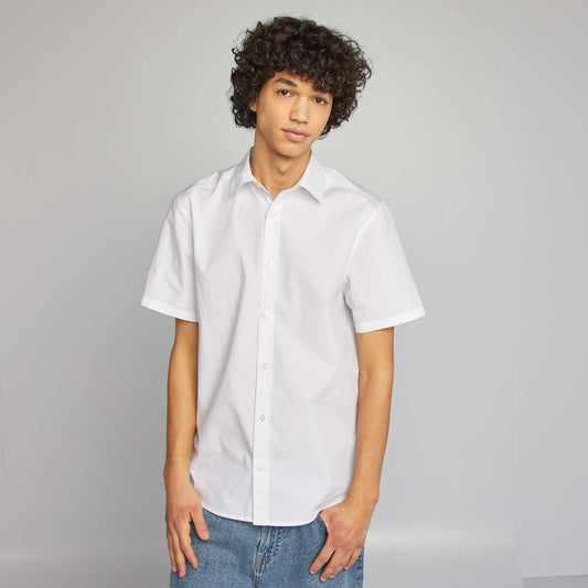 Short-sleeved straight-cut shirt WHITE