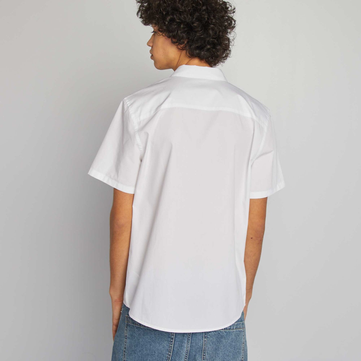 Short-sleeved straight-cut shirt WHITE