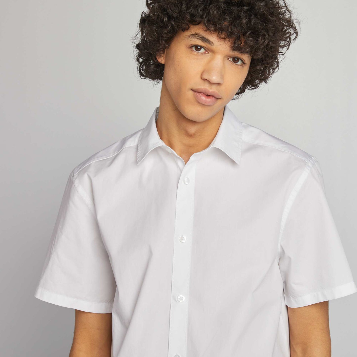 Short-sleeved straight-cut shirt WHITE