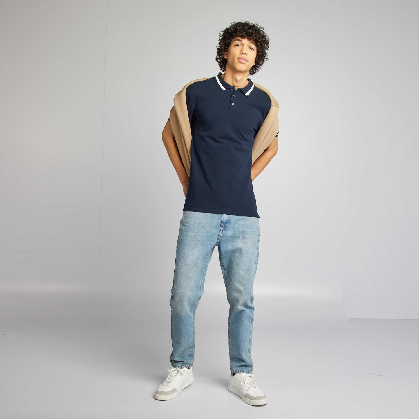 Cotton piqué polo shirt BLUE