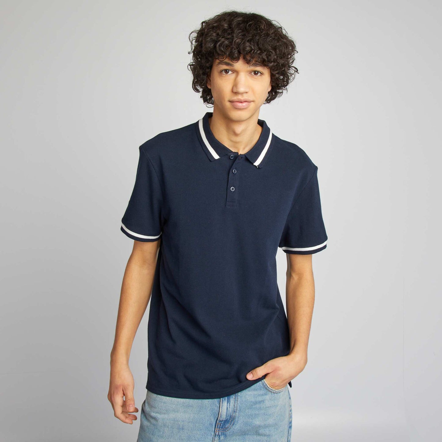 Cotton piqué polo shirt BLUE