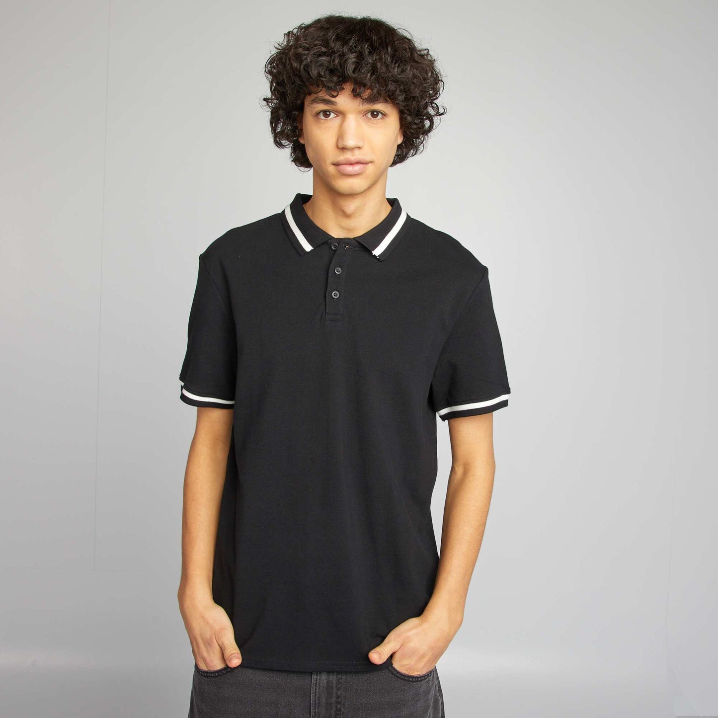 Cotton piqué polo shirt BLACK