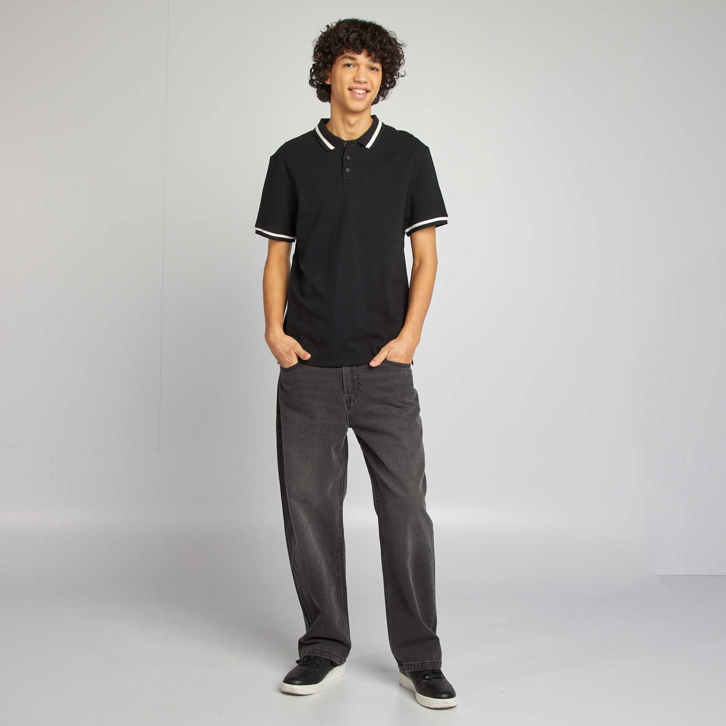 Cotton piqué polo shirt BLACK