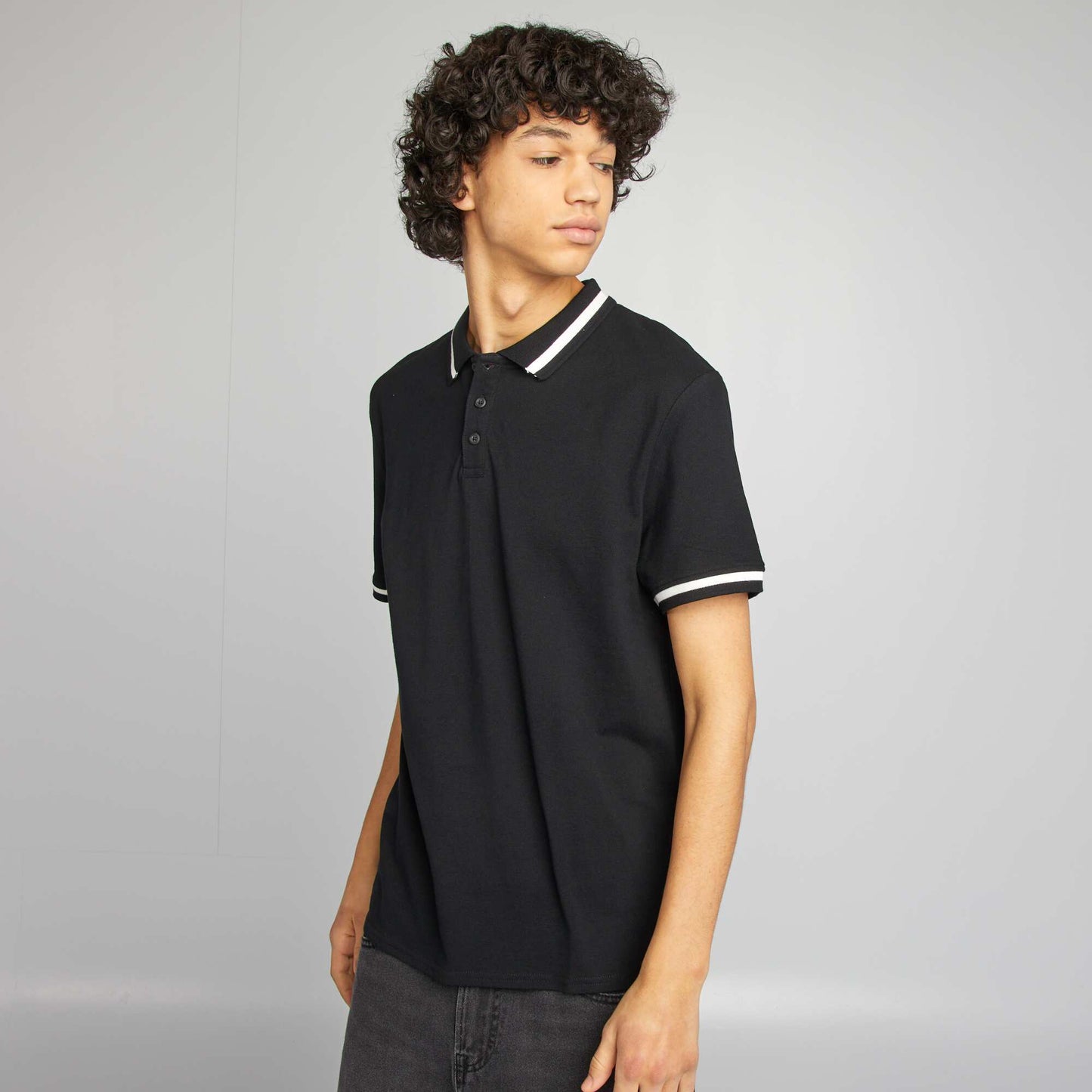 Cotton piqué polo shirt BLACK