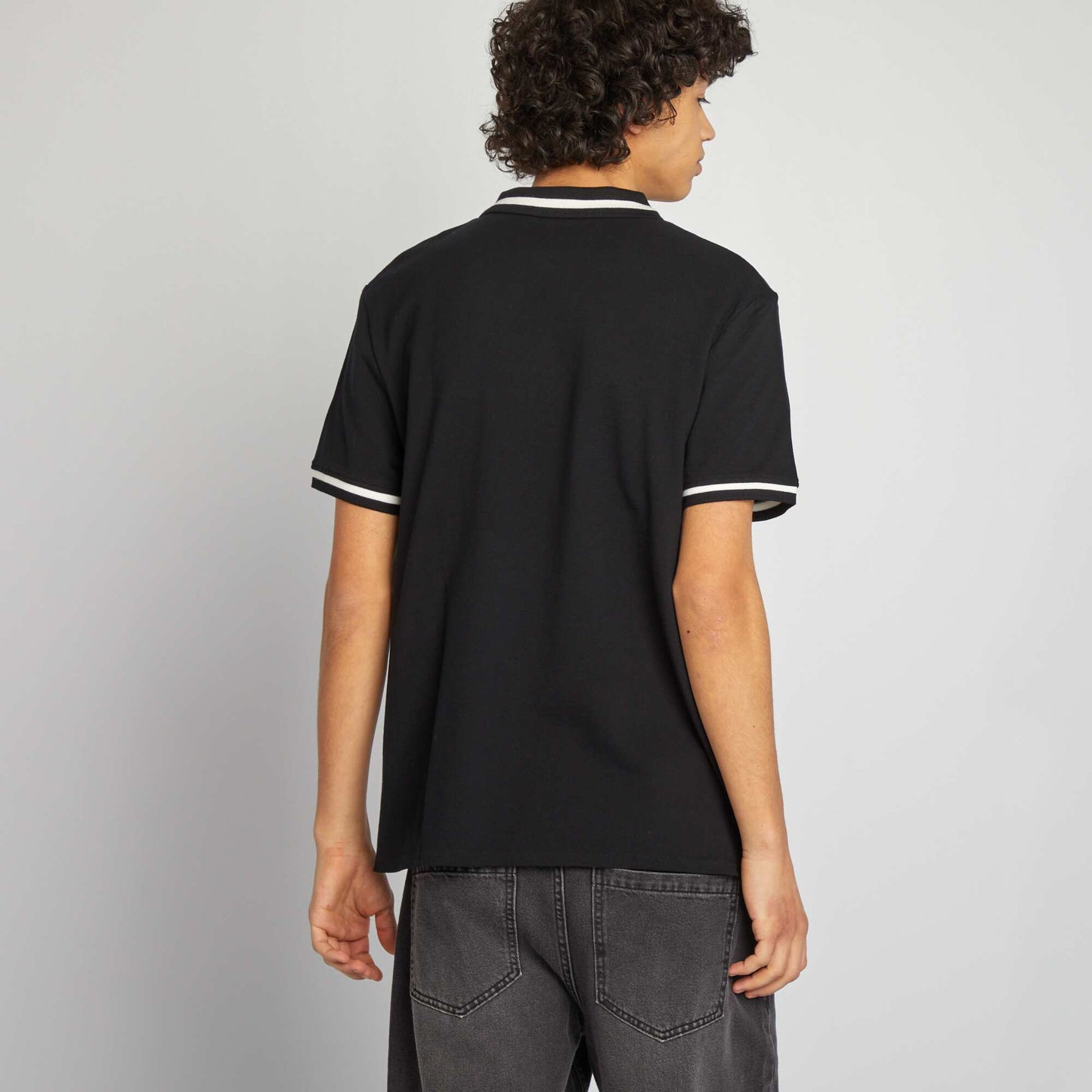 Cotton piqué polo shirt BLACK