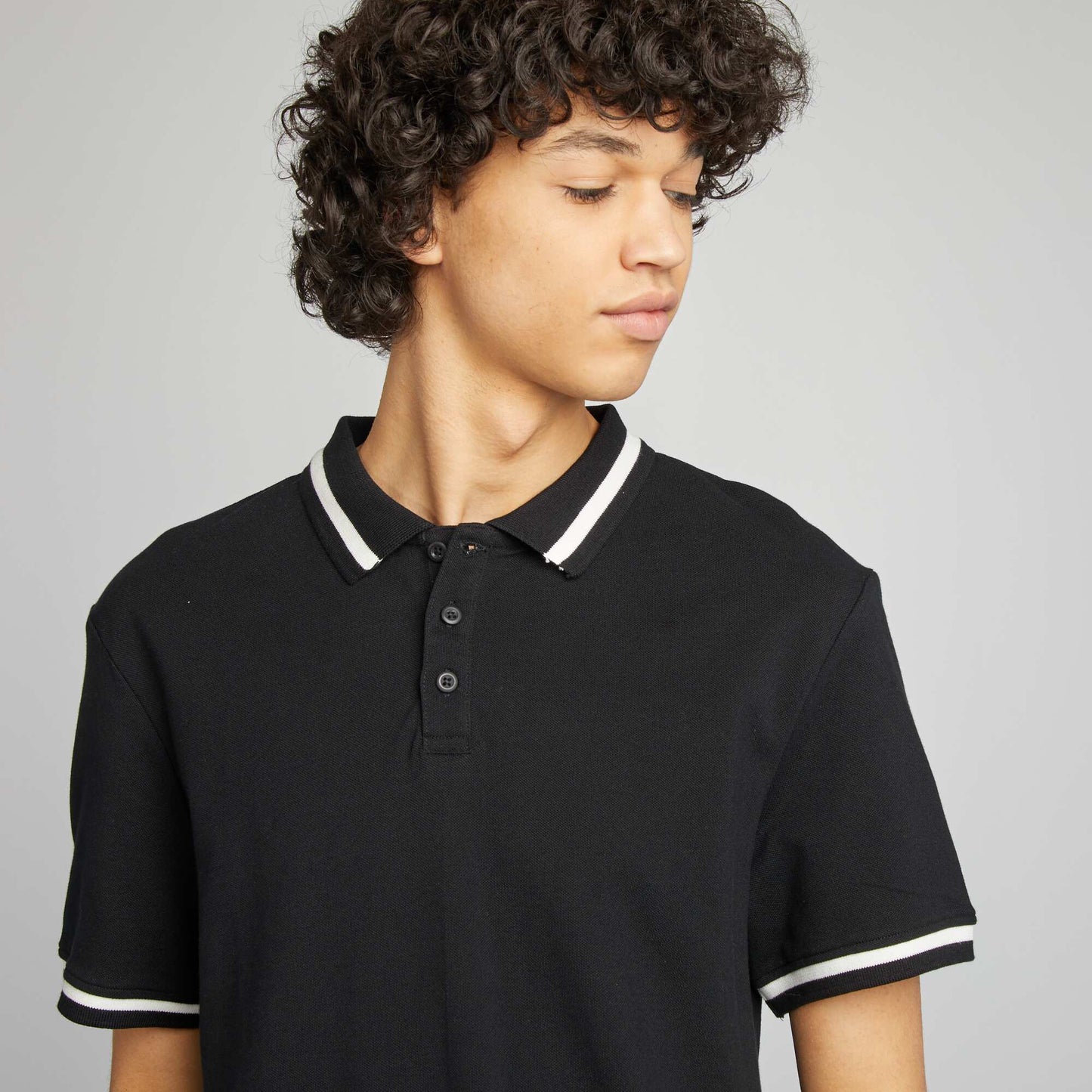 Cotton piqué polo shirt BLACK