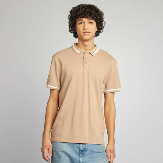 Cotton piqué polo shirt BEIGE