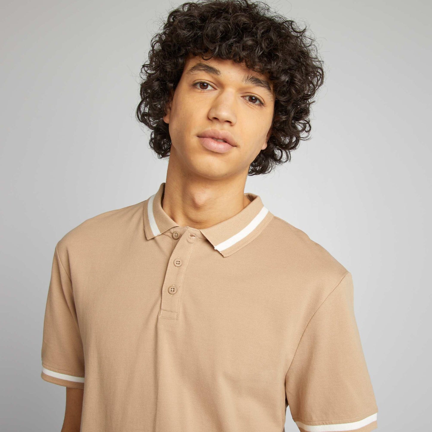 Cotton piqué polo shirt BEIGE