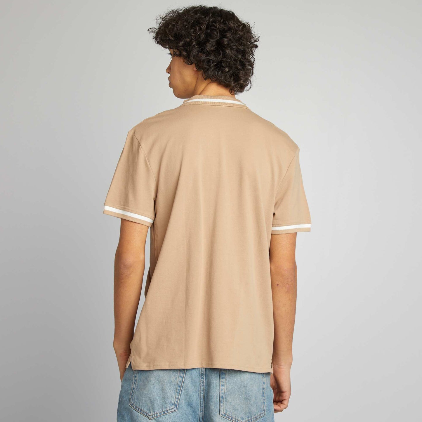 Cotton piqué polo shirt BEIGE