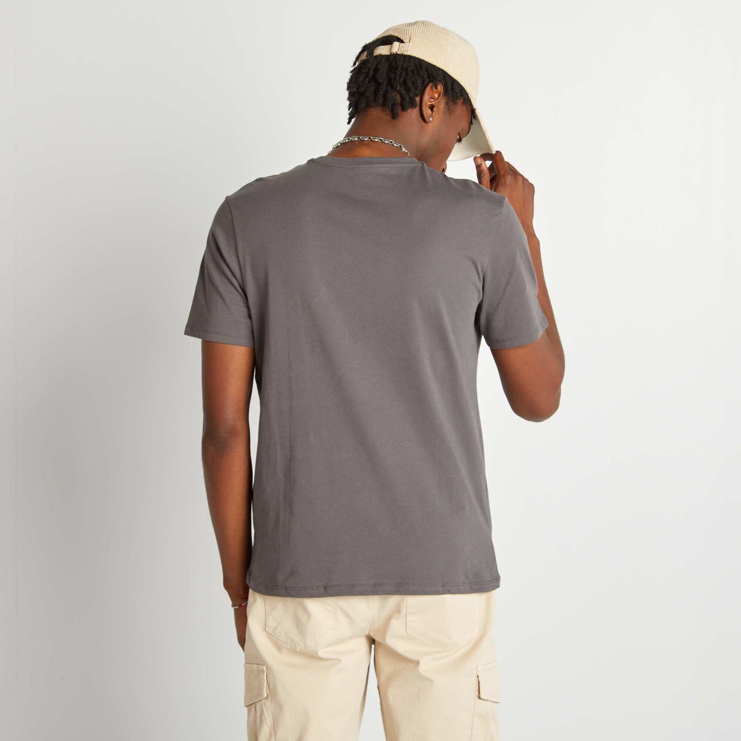 Printed round neck T-shirt GREY