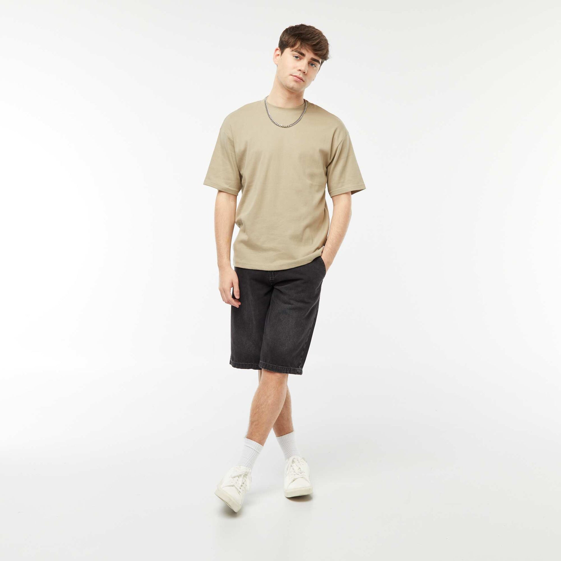 Oversized T-shirt with label at the hem GREEN