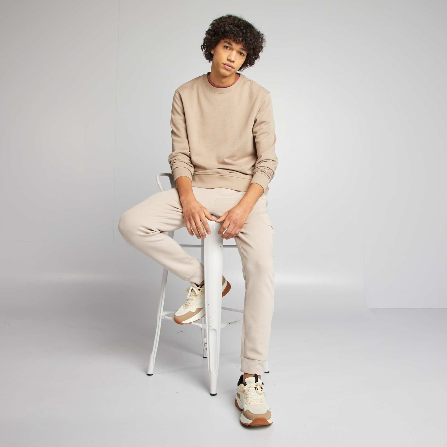 Plain basic sweatshirt BEIGE