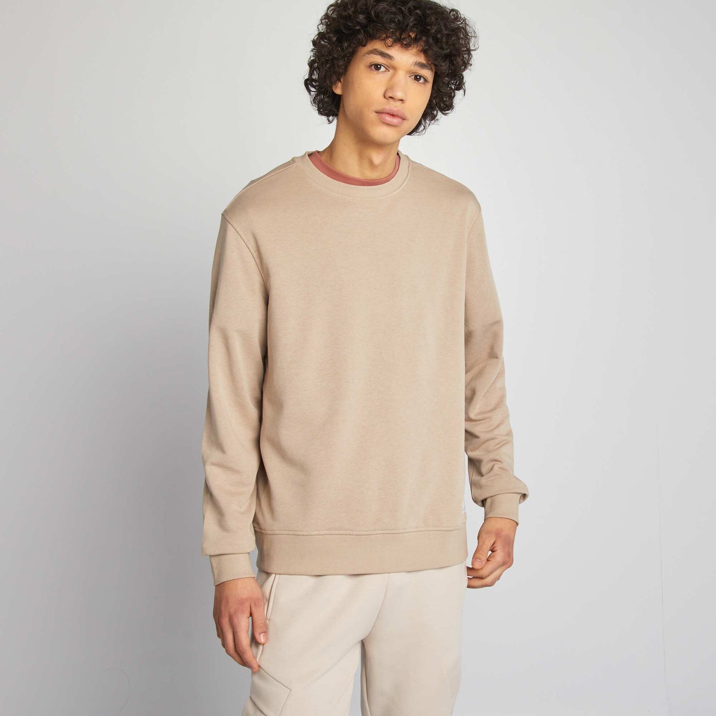 Plain basic sweatshirt BEIGE