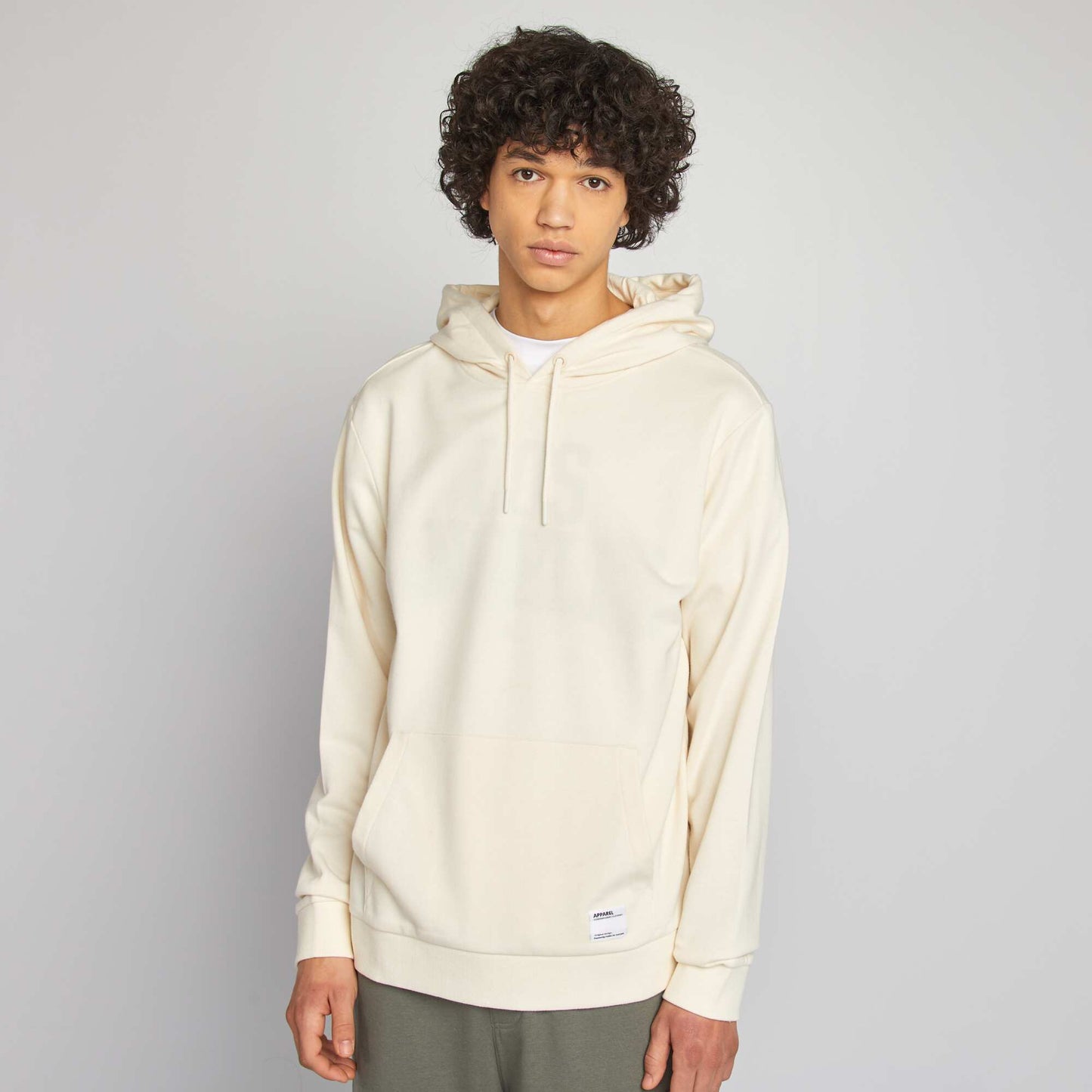 Plain lightweight sweatshirt fabric hoodie WHITE