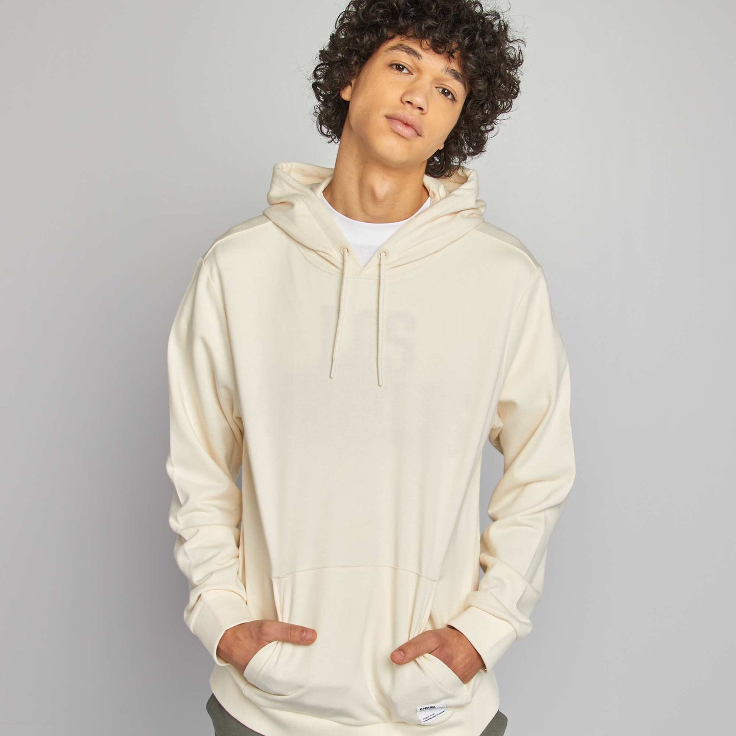 Plain lightweight sweatshirt fabric hoodie WHITE