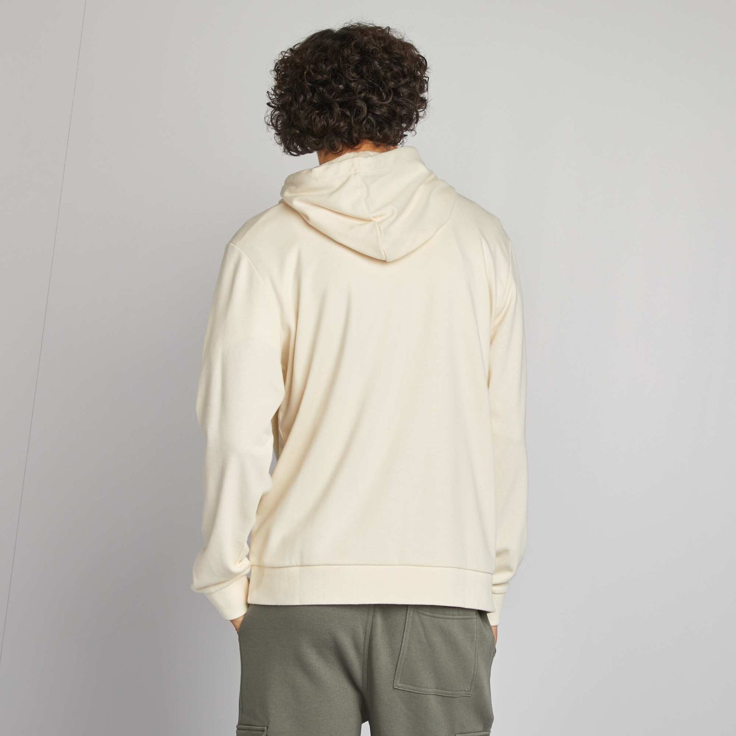 Plain lightweight sweatshirt fabric hoodie WHITE