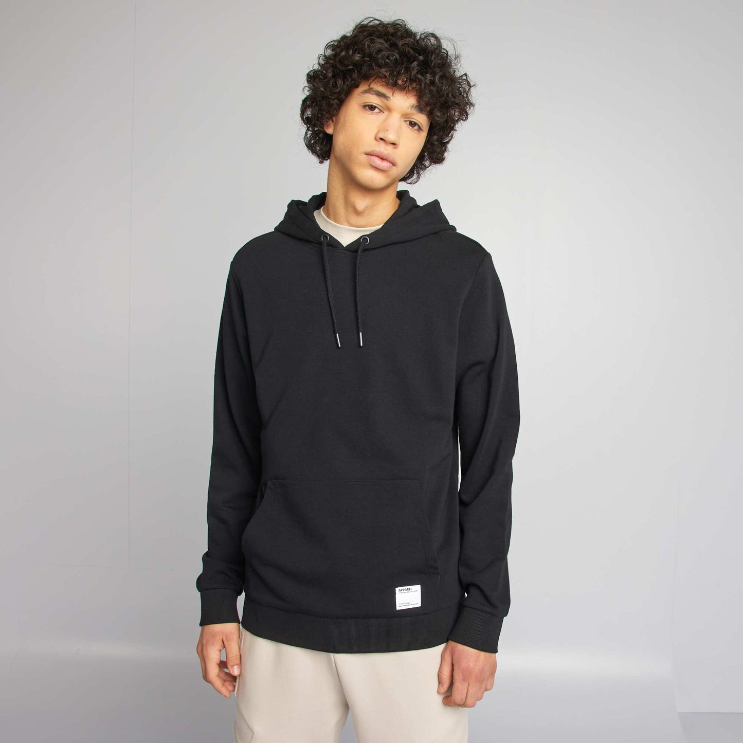 Plain lightweight sweatshirt fabric hoodie BLACK