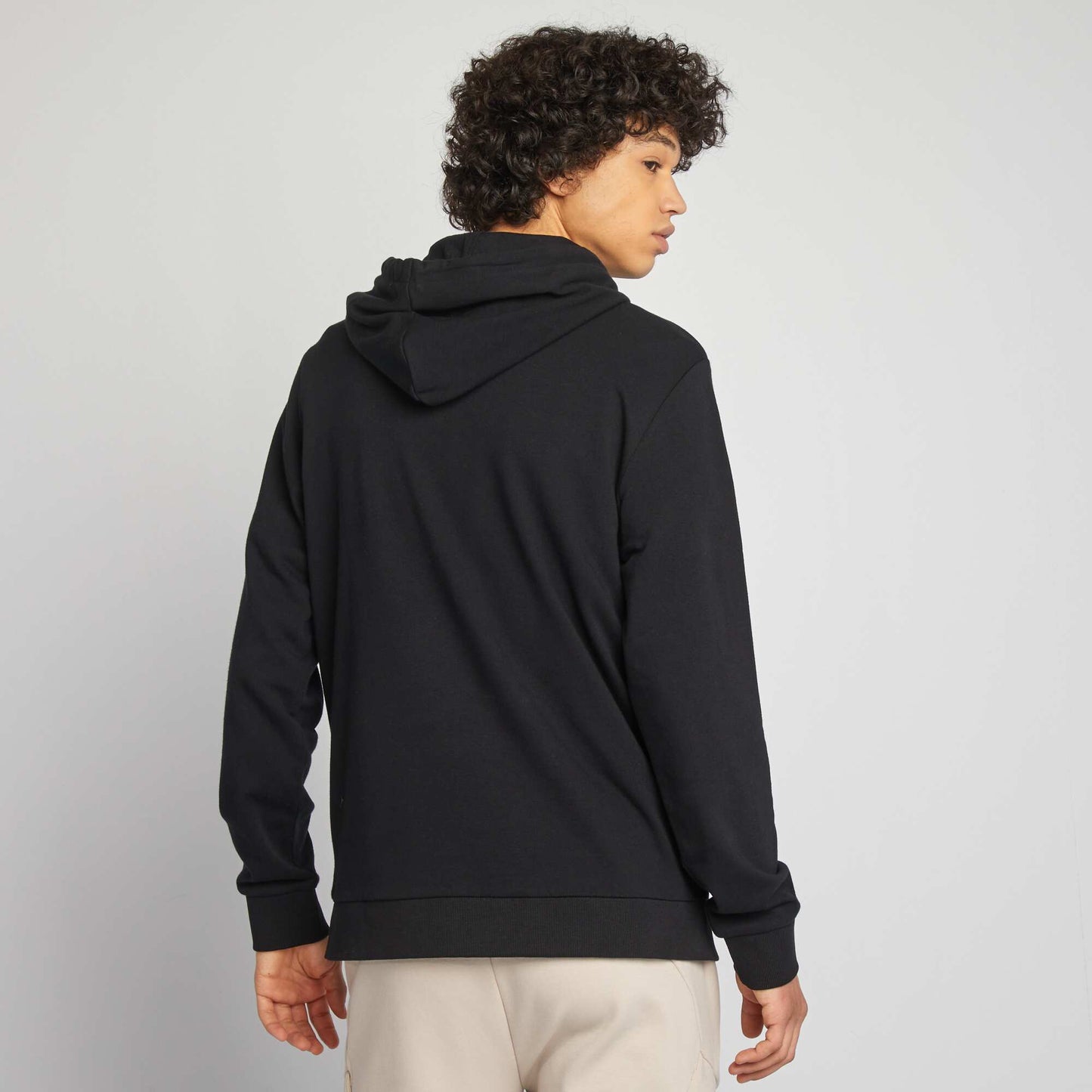 Plain lightweight sweatshirt fabric hoodie BLACK