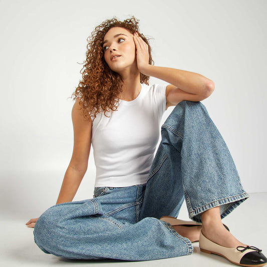 Short-sleeved cropped T-shirt WHITE