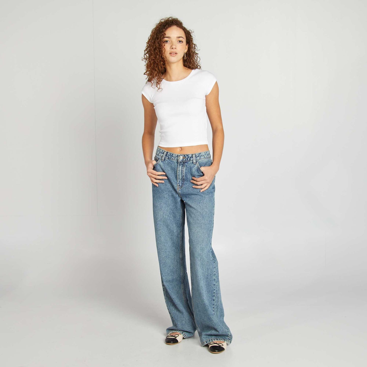 Short-sleeved cropped T-shirt WHITE