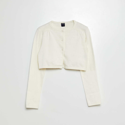 Cropped ribbed bolero WHITE