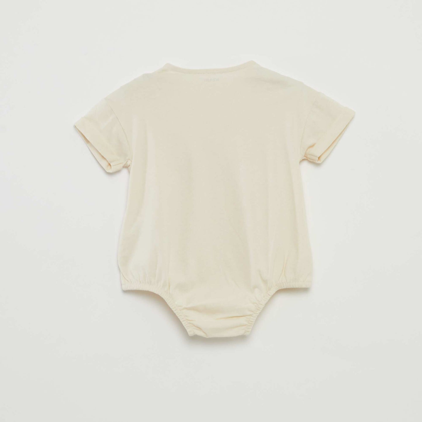 Short-sleeved bodysuit with turn-ups and embroidery on the front WHITE