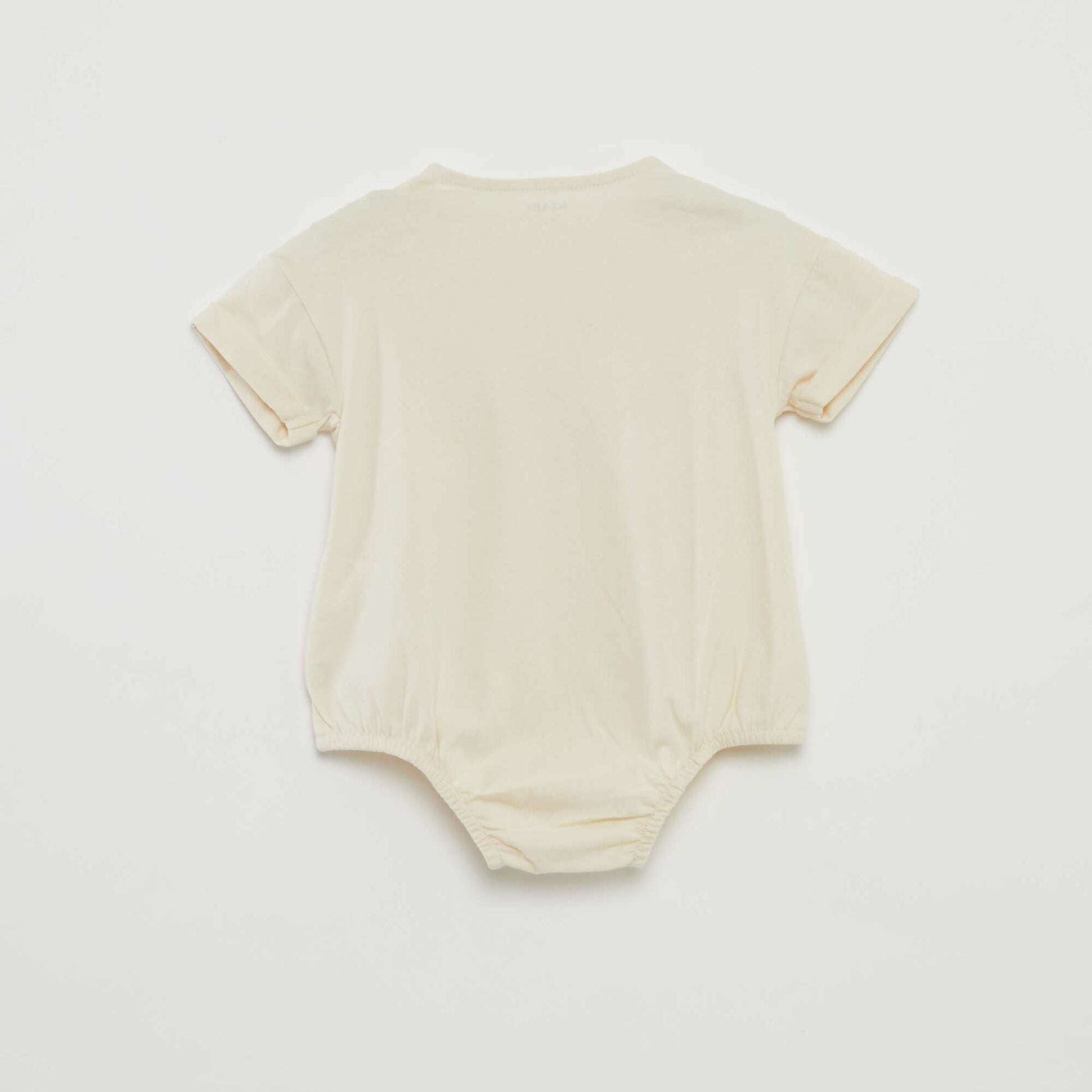 Short-sleeved bodysuit with turn-ups and embroidery on the front WHITE