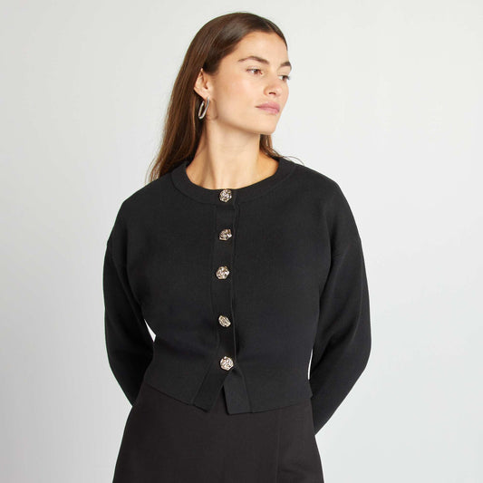 Knit cardigan with pretty buttons black