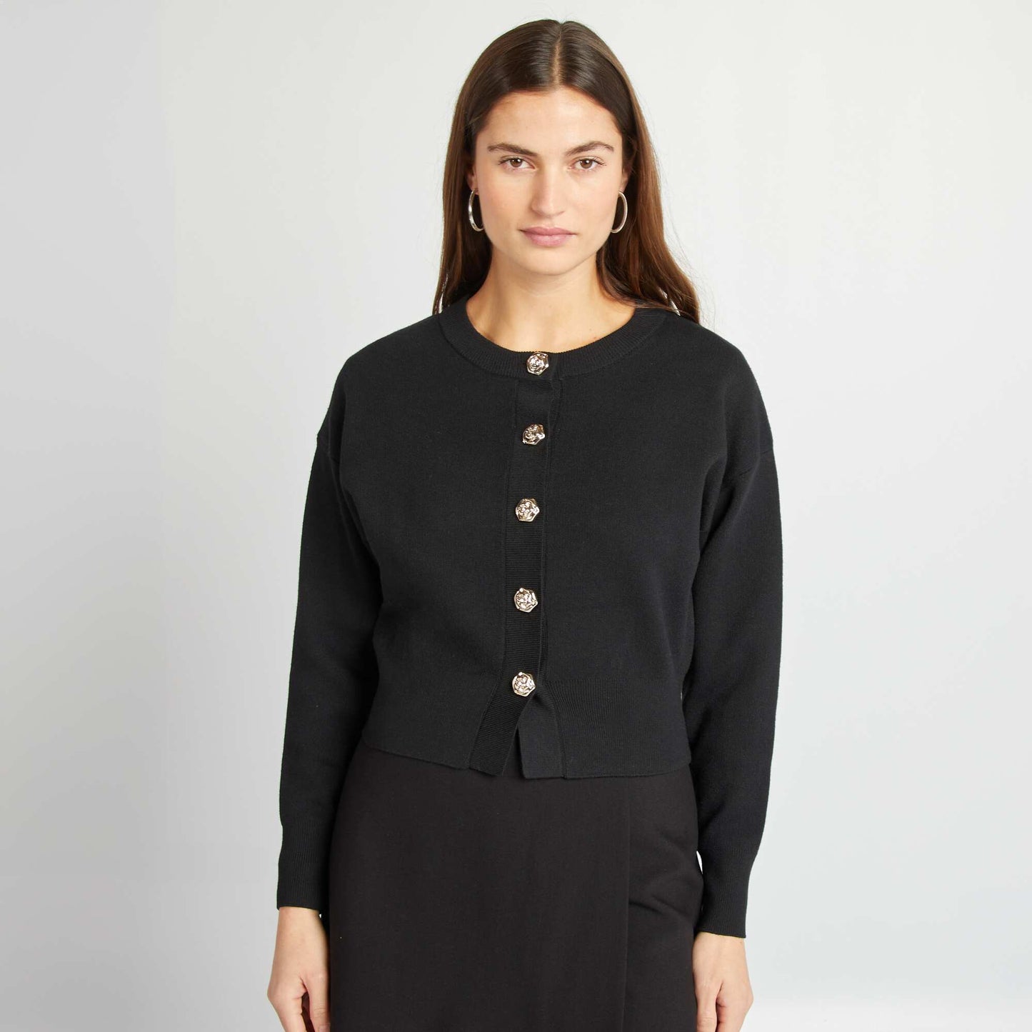 Knit cardigan with pretty buttons black