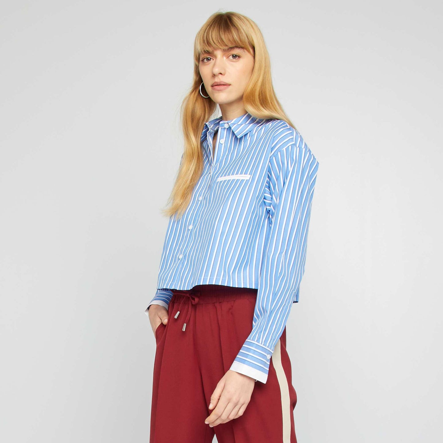 Striped cropped shirt BLUE