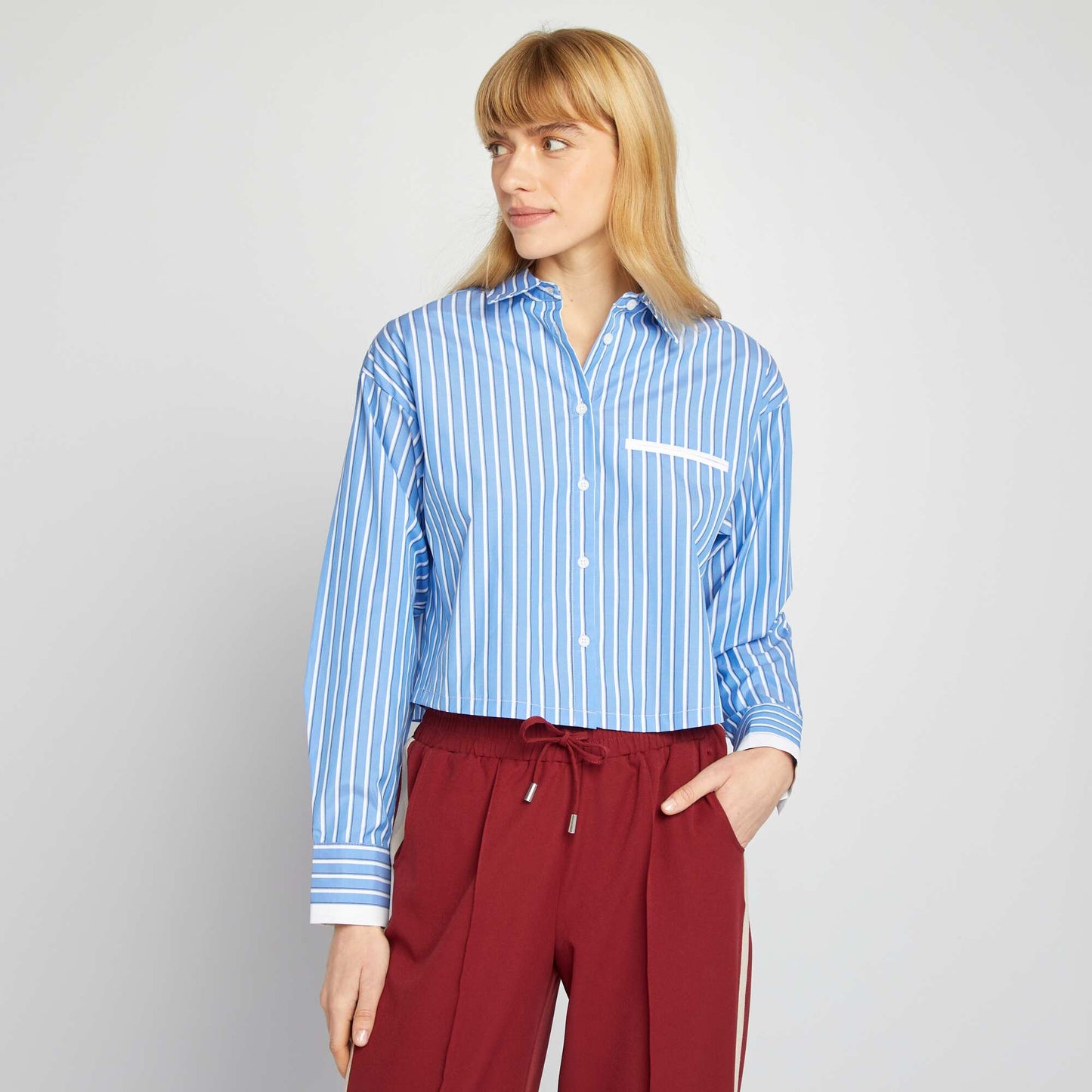 Striped cropped shirt BLUE