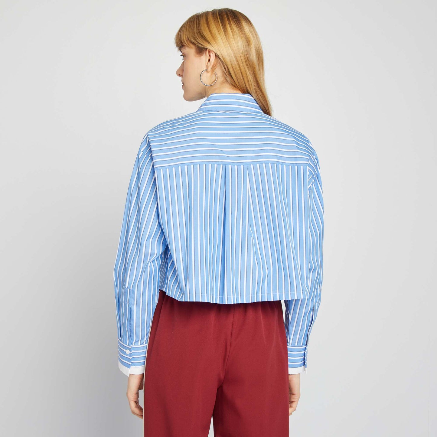 Striped cropped shirt BLUE