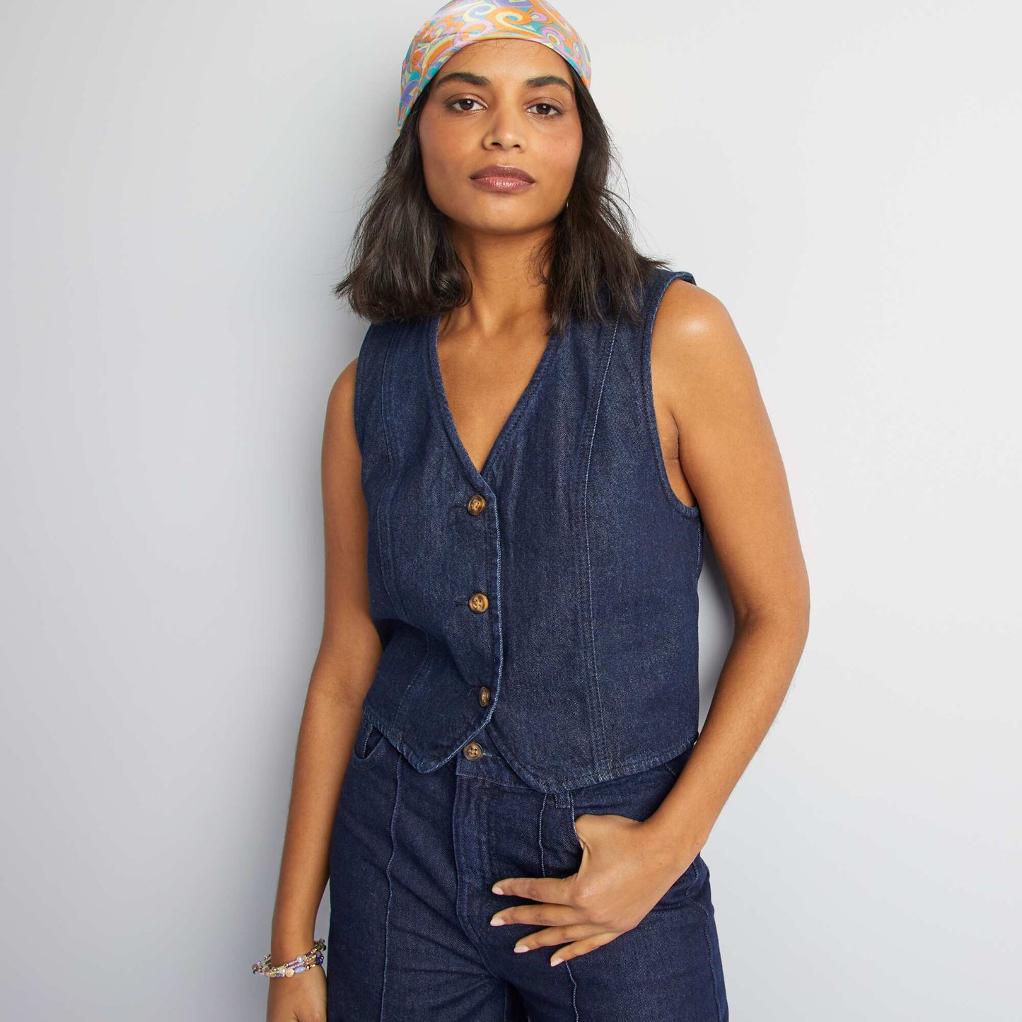 Denim waistcoat BLUE