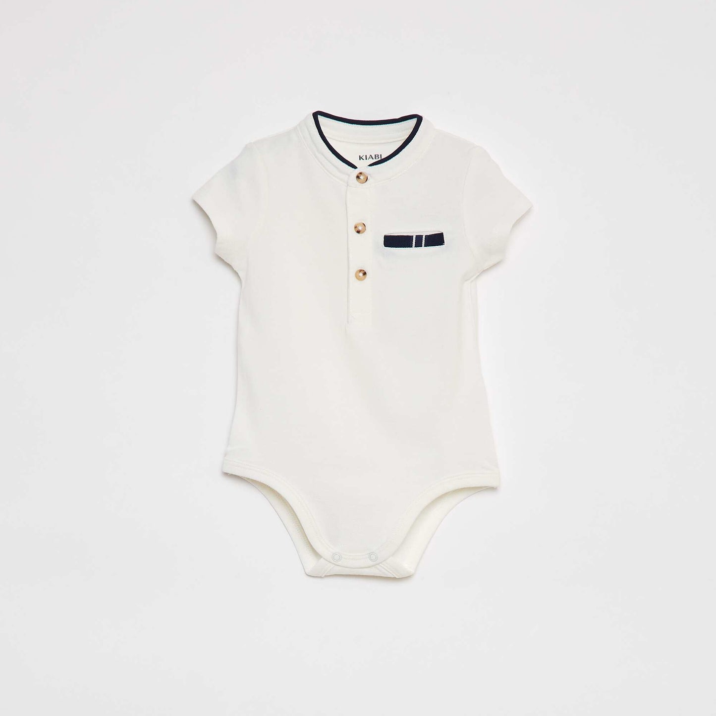 Short-sleeved polo collar bodysuit WHITE