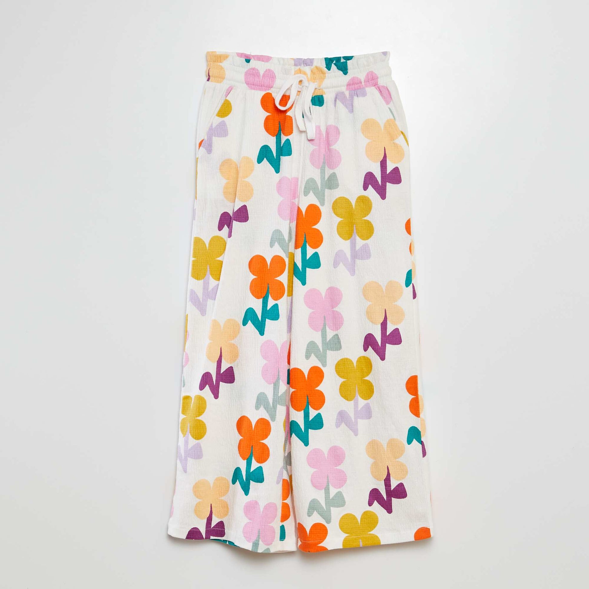 Crepe knit wide-leg trousers - Grafik Edition WHITE